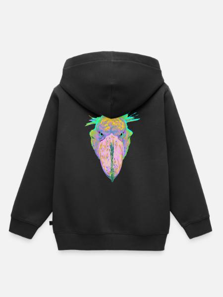 Bunter Splash Vogel Schuhschnabel - Kinder Premium Organic Hoodie - Schwarz