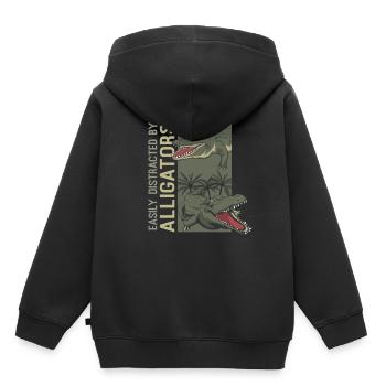 Facilement distrait par les alligators Alligator drôle - Sweat Premium à capuche enfant bio - noir - Dos - AI Model Kid Male (0cm)