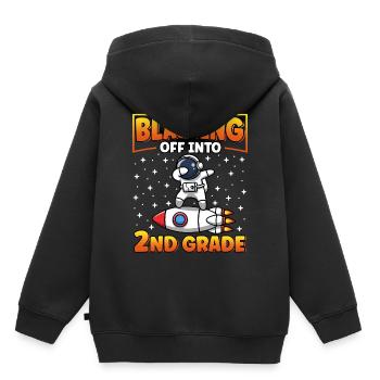 Sprengen in die 2. Klasse - Kinder Premium Organic Hoodie - Schwarz - Hinten - AI Model Kid Male (0cm)