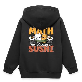 Drôle Sushi Math Cute Kawaii Cuisine Japonaise - Sweat Premium à capuche enfant bio - noir - Dos - AI Model Kid Male (0cm)