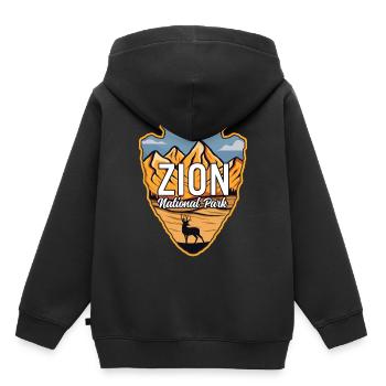 Parc national américain de Zion Arrowhead Deer Mountains - Sweat Premium à capuche enfant bio - noir - Dos - AI Model Kid Male (0cm)