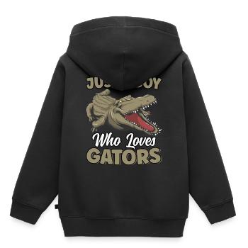 Nur ein Junge, der Alligatoren liebt Reptilien-Alligator - Kinder Premium Organic Hoodie - Schwarz - Hinten - AI Model Kid Male (0cm)