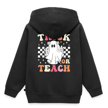 Groovy Trick or Teach Halloween Teacher - Sweat Premium à capuche enfant bio - noir - Dos - AI Model Kid Male (0cm)