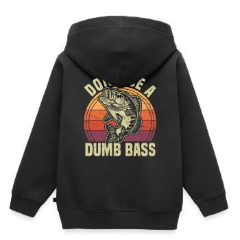 Don't Be A Dumb Bass Funny Fishing Pun - Kids Premium Organic Hoodie - black - Back - AI Model Kid Male (0cm)