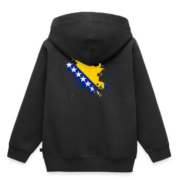 Bosnien und Herzegowina Flagge als Farbklecks - Kinder Premium Organic Hoodie - Schwarz - Hinten - AI Model Kid Male (0cm)
