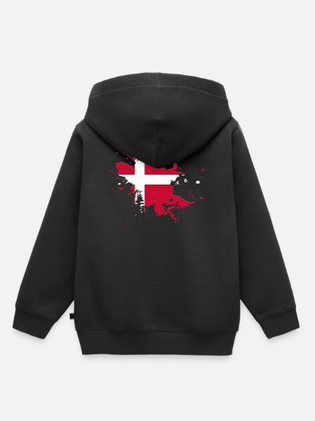 Dänemark Flagge als Farbklecks - Kinder Premium Organic Hoodie - Schwarz