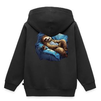 Relaxed Sloth - Funny Sloth on the S - Kids Premium Organic Hoodie - black - Back - AI Model Kid Male (0cm)