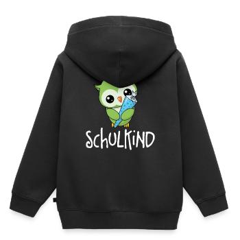 Kleine Eule - Schulkind - Kinder Premium Organic Hoodie - Schwarz - Hinten - AI Model Kid Male (0cm)