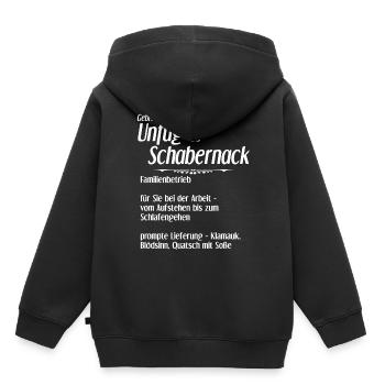Unfug und Schabernack - Kinder Premium Organic Hoodie - Schwarz - Hinten - AI Model Kid Male (0cm)