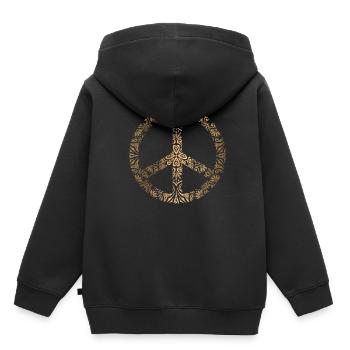 Friedenszeichen Motiv - Kinder Premium Organic Hoodie - Schwarz - Hinten - AI Model Kid Male (0cm)