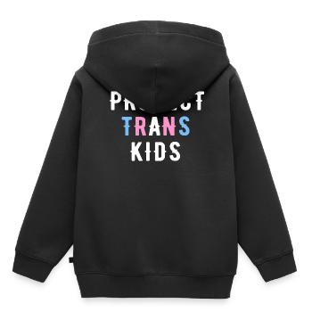 Protéger les enfants trans - Sweat Premium à capuche enfant bio - noir - Dos - AI Model Kid Male (0cm)