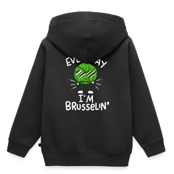 Vegan Veganer Rosenkohl - Kinder Premium Organic Hoodie - Schwarz - Hinten - AI Model Kid Male (0cm)