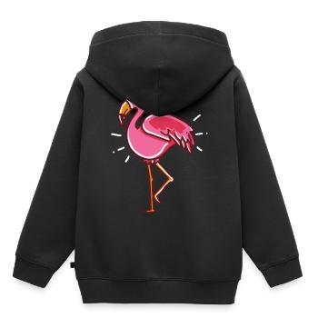 Flamingo cadeau rose coeur - Sweat Premium à capuche enfant bio - noir - Dos - AI Model Kid Male (0cm)