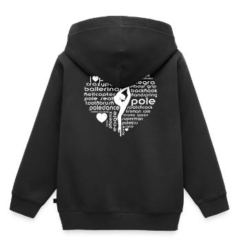 Conception de la silhouette de mots en forme de cœur pour danse au poteau - Sweat Premium à capuche enfant bio - noir - Dos - AI Model Kid Male (0cm)