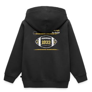 Conception de l’équipe de football américain de Pittsburgh - Sweat Premium à capuche enfant bio - noir - Dos - AI Model Kid Male (0cm)
