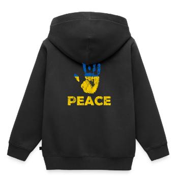 Hand Peace Ukraine - Kinder Premium Organic Hoodie - Schwarz - Hinten - AI Model Kid Male (0cm)