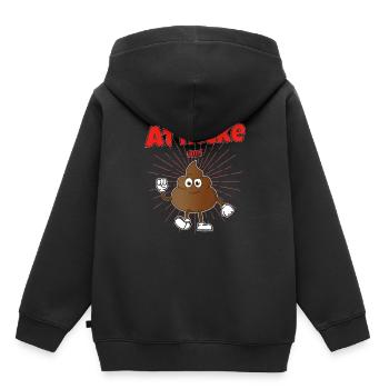 Attacke mit Kacke - Kinder Premium Organic Hoodie - Schwarz - Hinten - AI Model Kid Male (0cm)