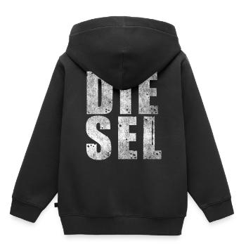 Conception de lettrage diesel pour les conducteurs diesel - Sweat Premium à capuche enfant bio - noir - Dos - AI Model Kid Male (0cm)