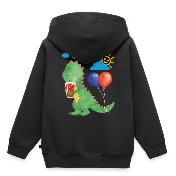 Petit dino avec rafraîchissement et ballons - Sweat Premium à capuche enfant bio - noir - Dos - AI Model Kid Male (0cm)