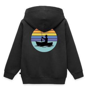 Angeln, Fischer, Angelrute - Kinder Premium Organic Hoodie - Schwarz - Hinten - AI Model Kid Male (0cm)