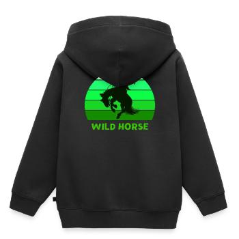 cheval sauvage, Far-West, contrée sauvage - Sweat Premium à capuche enfant bio - noir - Dos - AI Model Kid Male (0cm)