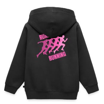 running, footing, course à pied, jogging - Sweat Premium à capuche enfant bio - noir - Dos - AI Model Kid Male (0cm)