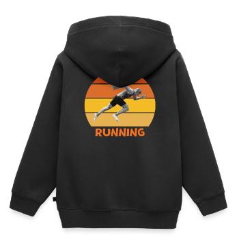 athletics, sprint, running - Kids Premium Organic Hoodie - black - Back - AI Model Kid Male (0cm)