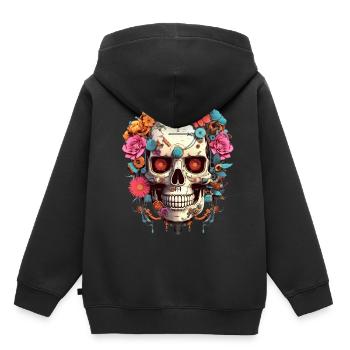 Cyborg Totenkopf Roboter Androide Sugar Skull - Kinder Premium Organic Hoodie - Schwarz - Hinten - AI Model Kid Male (0cm)