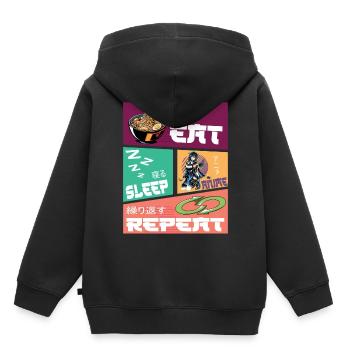 Eat Sleep Anime Repeat - Kinder Premium Organic Hoodie - Schwarz - Hinten - AI Model Kid Male (0cm)
