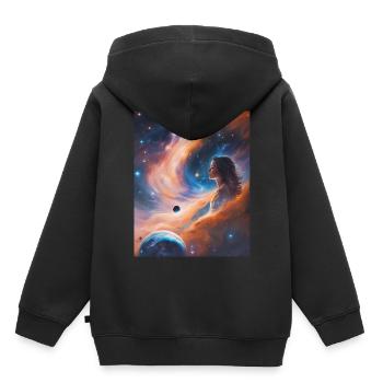 Göttin transzendiert in Sternenstaub - Kinder Premium Organic Hoodie - Schwarz - Hinten - AI Model Kid Male (0cm)