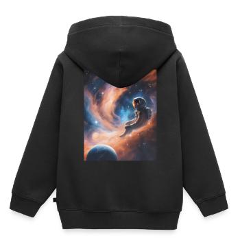 Un astronaute flotte dans l’espace - Sweat Premium à capuche enfant bio - noir - Dos - AI Model Kid Male (0cm)
