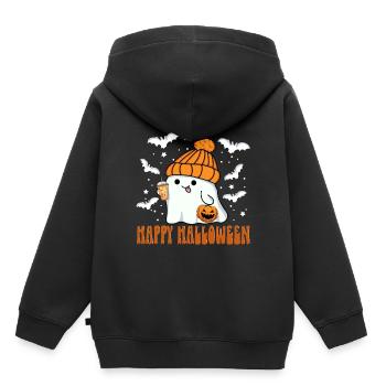 Happy Halloween Geist Kawaii Kürbislaterne Tee - Kinder Premium Organic Hoodie - Schwarz - Hinten - AI Model Kid Male (0cm)
