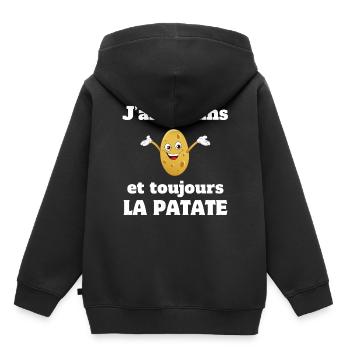 anniversaire, anniversaire 60 ans, 60 ans - Sweat Premium à capuche enfant bio - noir - Dos - AI Model Kid Male (0cm)