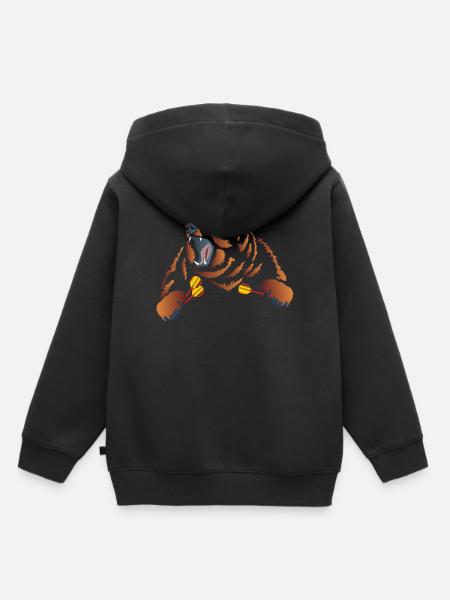 Wütender Braunbär mit Dartpfeile - Kinder Premium Organic Hoodie - Schwarz