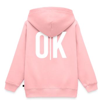 Klares OK Typo auf Schwarz - Kinder Premium Organic Hoodie - Rosa - Hinten - AI Model Kid Female (0cm)