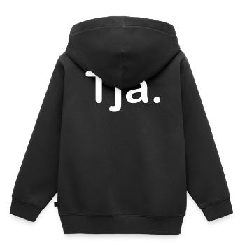 Tja. - Kinder Premium Organic Hoodie - Schwarz - Hinten - AI Model Kid Male (0cm)