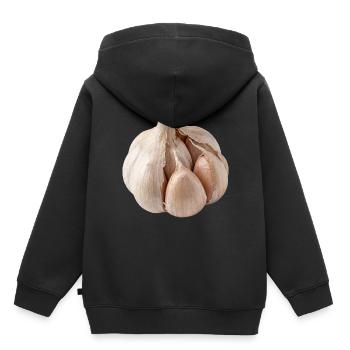 Ail Cuisine végane méditerranéenne - Sweat Premium à capuche enfant bio - noir - Dos - AI Model Kid Male (0cm)