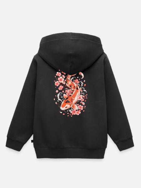 Koi Sakura Flow - Kinder Premium Organic Hoodie - Schwarz
