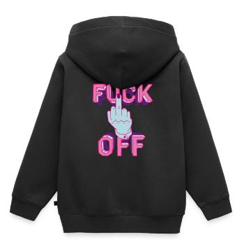 F-word neon hand graphic - Kids Premium Organic Hoodie - black - Back - AI Model Kid Male (0cm)
