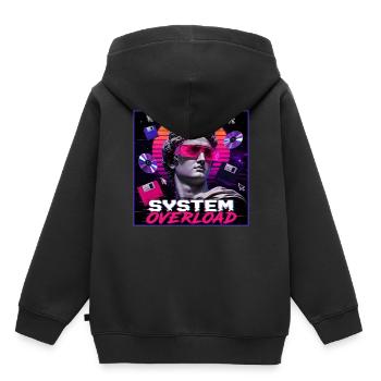 Art de surcharge du système rétro Vaporwave Synthwave - Sweat Premium à capuche enfant bio - noir - Dos - AI Model Kid Male (0cm)
