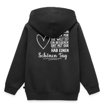 Liebe Person Spruch - Kinder Premium Organic Hoodie - Schwarz - Hinten - AI Model Kid Male (0cm)