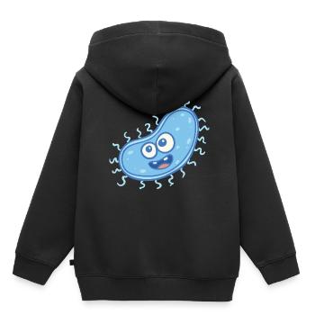 MICROBIOLOGISTE: Bactérie douce - Sweat Premium à capuche enfant bio - noir - Dos - AI Model Kid Male (0cm)
