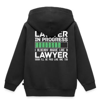 Avocat en formation Avocat de cadeau drôle - Sweat Premium à capuche enfant bio - noir - Dos - AI Model Kid Male (0cm)