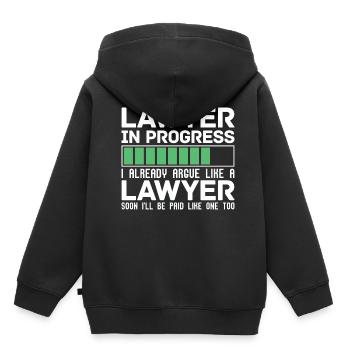 Drôle de cadeau Je suis déjà en train de plaider comme un avocat - Sweat Premium à capuche enfant bio - noir - Dos - AI Model Kid Male (0cm)