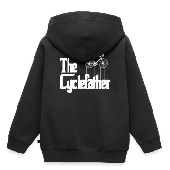 The Cyclefather Cycling Cyclist - Kinder Premium Organic Hoodie - Schwarz - Hinten - AI Model Kid Male (0cm)