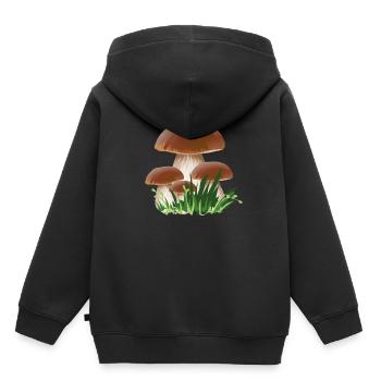 Chasseur d’éponges cèpes - Sweat Premium à capuche enfant bio - noir - Dos - AI Model Kid Male (0cm)
