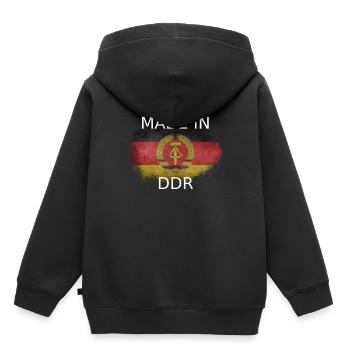 Made in DDR - Kinder Premium Organic Hoodie - Schwarz - Hinten - AI Model Kid Male (0cm)