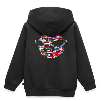 Carte Flags Globe Travel Gift Carte du monde - Sweat Premium à capuche enfant bio - noir - Dos - AI Model Kid Male (0cm)