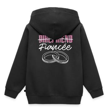 girlfriend, partner, fiancée, gift, engagement - Kids Premium Organic Hoodie - black - Back - AI Model Kid Male (0cm)