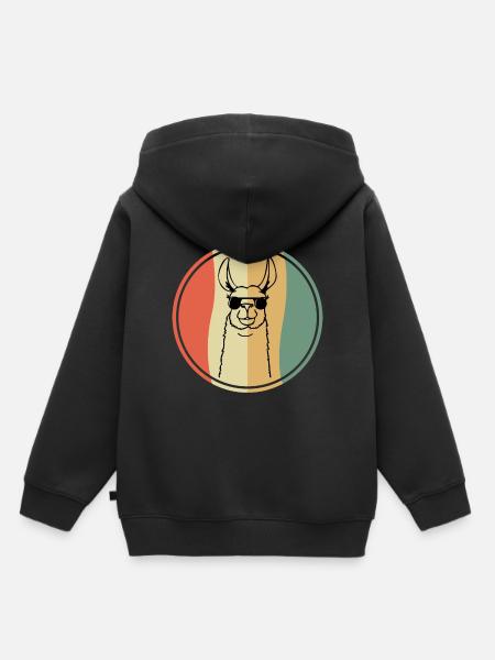 Lama - cool Alpaka - Kinder Premium Organic Hoodie - Schwarz